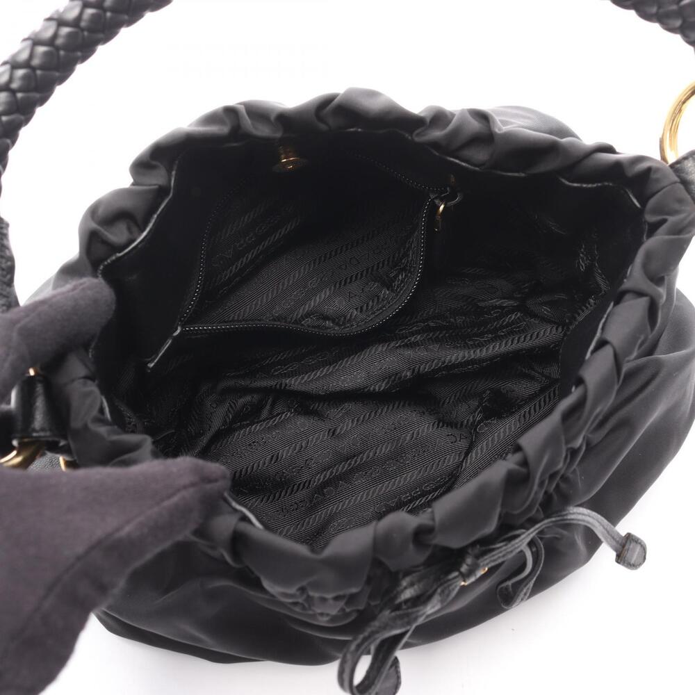 Prada TESSUTO BOW Shoulder Bag Leather Black - Picture 3 of 8